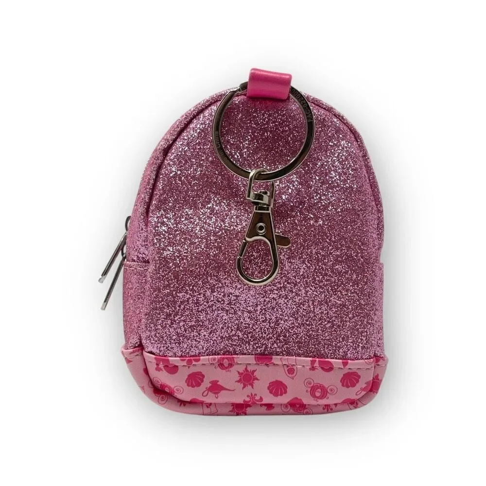 Disney Parks Mini Tiny Backpack Coin Purse Bag Cinderella Castle Pink Glitter
